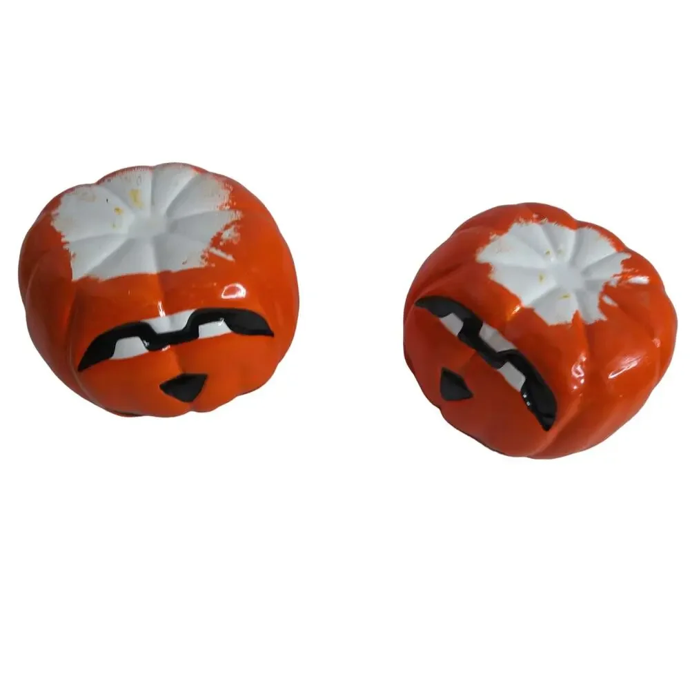 Vintage Pumpkin Halloween Ceramic Candy Trinket Bowl Set of 2